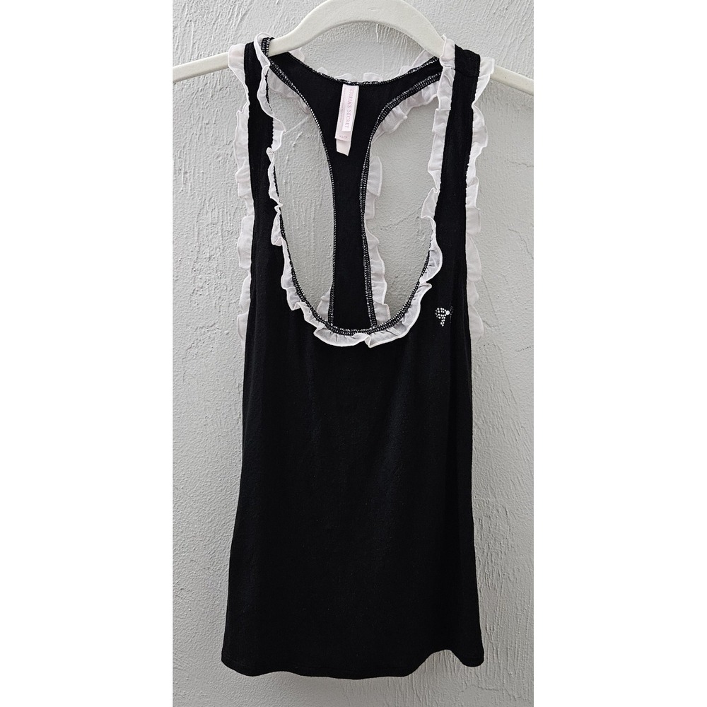 2013 Victoria's Secret Pajama Lingerie Top Size Extra Small XS Black Rhinestone